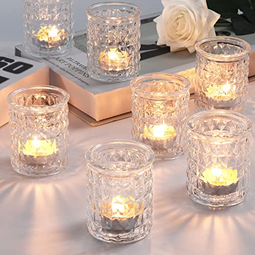 Azuritek 12pcs Klare Teelichthalter Glas, Windlichter Tischdeko Teelichtgläser Kerzengläser Kerzenständer Vintage Für Kerzen Hochzeitsdeko Votivkerzenhalter