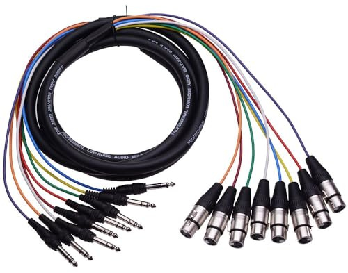 8 Way XLR Female to 6.35mm Stereo Plug Snake Lead Loom 3m