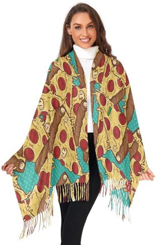 550 Damen Winterschal Bunte Pizzastücke, Schal Weiche Winter Stola Mode Damenschals Für Frauen Geschenk Freizeit