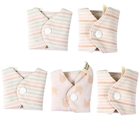 PLAFOPE Incontinence Pads for Menstrual and Puerperal Period Use 5pcs Reusable Organic Cotton Sanitary Pads Foldable Comfortable Washable for Women Ladies