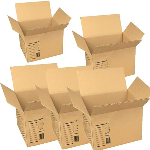 Suinga Pack 5 Cajas de Cartón para Mudanzas 39x30x30 cm | Resistente y Versátil para Embalaje y Almacenaje