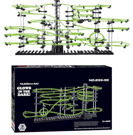 Marble Coaster Run Set - Marble Maze Track & Race Game | Marble Maze Game Battery-Powered | Educational Marble Roller Coaster Kit Race Game | STEM Building Marble Coaster for Ages 14 and Up