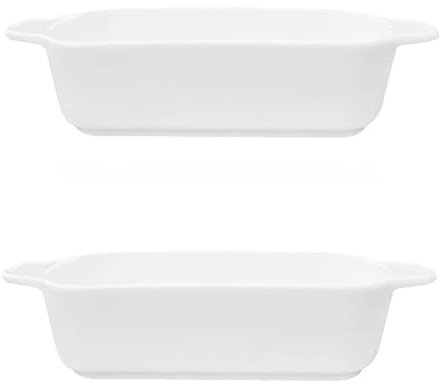 Lata for asar esmaltada, juego de bandejas for hornear, fuente for hornear de porcelana, bandeja for hornear, bandeja for brownie, cacerola, bandeja rectangular for lasaña, bandeja for hornear, 2 piez