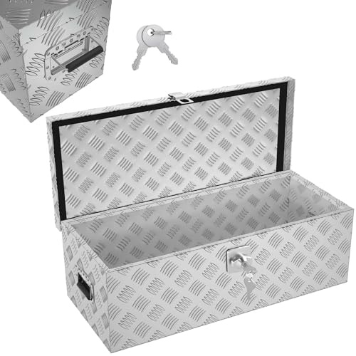 Froadp Cassetta in alluminio con coperchio - 762 x 330 x 244 mm - Scatola degli attrezzi con serratura - Scatola di trasporto in alluminio impermeabile per strumenti, campeggio e archiviazione
