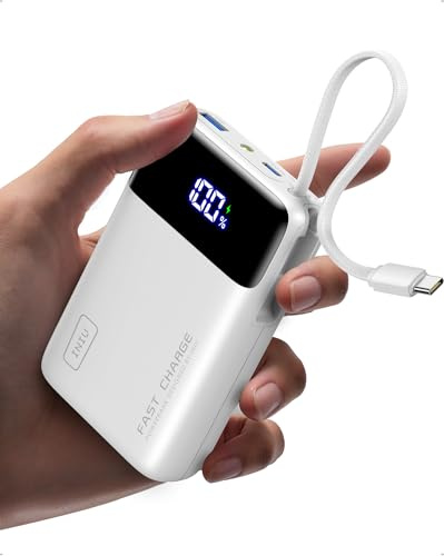INIU 45W Power Bank, Ultra Klein 20000mAh mit Integriertem USB C Kabel