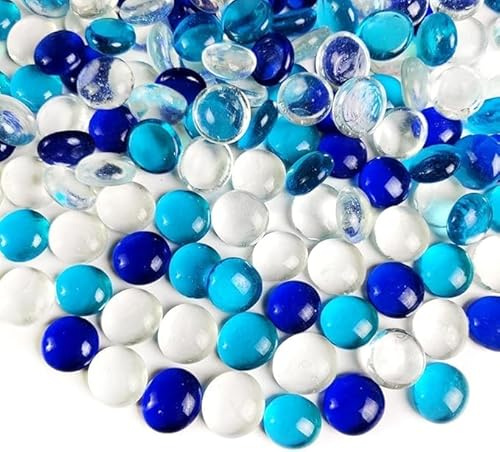 G&S homedeko 300Pcs Glass Pebbles,1.35kg Clear Cobalt Blue Sea Blue Glass Beads for Vase,Aquarium Gravel,Art Craft,Flowerpot,Landscaping, Home Decor