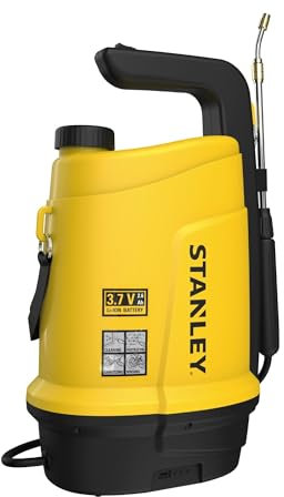 Stanley Akku Drucksprüher 5 L, Gartenspritze mit Akku, elektrischer Drucksprüher Akku Sprühflasche, Sprühgerät, verstellbare Messingdüse, Autonomie 2.5 Std., max. 2 bar, 0.33 L/Minute, gelb/schwarz