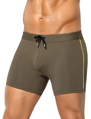 Mauro Kane Maillot de Bain Homme Boxer avec Cordon de Serrage Réglable Short de Bain Caleçon Swimming Trunks Piscine