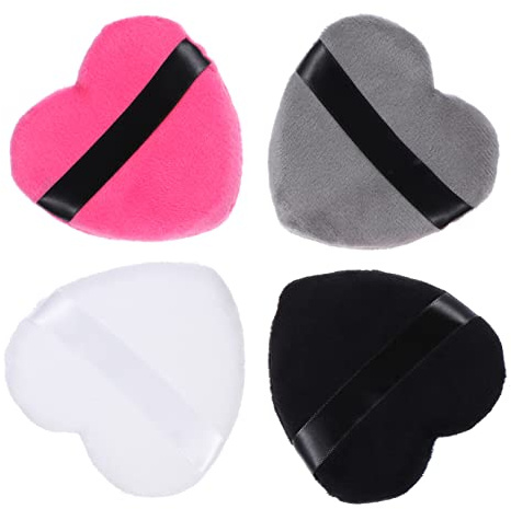 VINTORKY 4stücke Herzförmige Make-up-puderquasten Aus Reiner Baumwolle Weiche Kosmetik-pads Mit Halteriemen Hautfreundlich Für Gesichtspuder Losen Und Mineralpuder