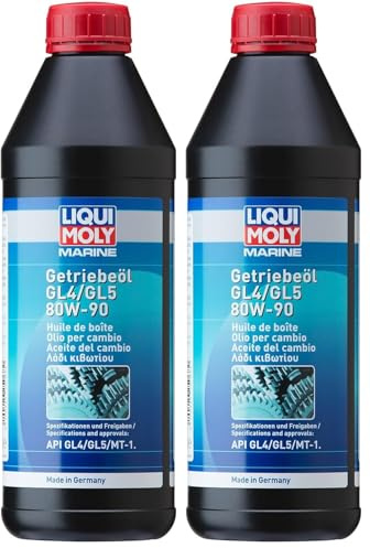 LIQUI MOLY Marine Getriebeöl GL4/GL5 80W-90 | 1 L | Boot Getriebeöl | Art.-Nr.: 25068, farblos (Packung mit 2)