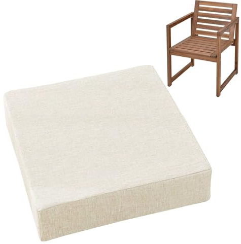 Cushions 45cm x 45cm/50cm x 50cm for Outdoor & Indoor Chair, Square Seat Pad for Garden Chairs High-Density Foam, Anti-Slip, Washable Cover- Patio, Dining, Sofa & Bench Use(Beige,45x45cmx5cm Thick)