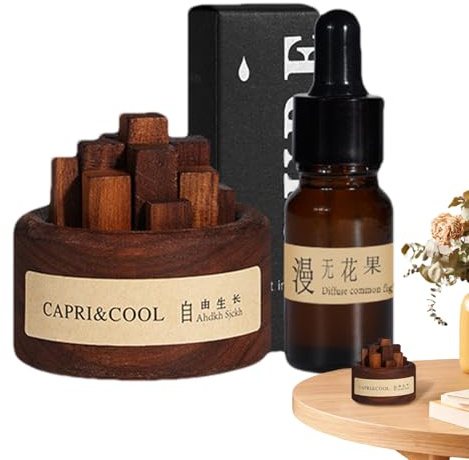 Difusor de aceite de esencia de madera, conjunto de nuez negra redonda anhidra | Aromaterapia de madera portátil sin electricidad para sala de estar, baño difusor de aceite etéreo de madera redondo