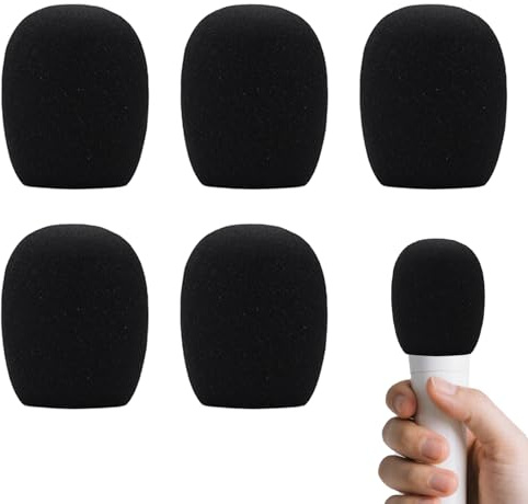 5 Stück Mikrofon Windschutz,Popschutz Mikrofon,Mikrofon Popschutz,Windschutz Mikrofon,Universelle Verdickte Waschbare,Staubdicht Und Antibakteriell Mic Foam Cover,Fur Ktv, Outdoor-Aktivitäten(Schwarz)