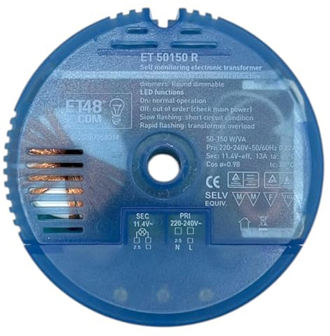 Tradim Trafo 12V 50-150W ET50150R elektronischer Einbau Transformator dimmbar Rundtrafo 230V auf 11,4V