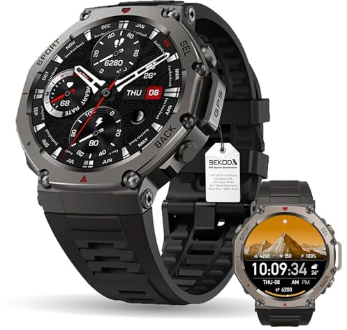 Berisyios GPS Smartwatch, 1.43 Reloj GPS Mapas, Llamadas Bluetooth, Monitor de Frecuencia Cardíaca, 170+ Modos Deportivos, hasta 15 Días de Autonomía (Negro)