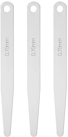 sourcing map Spessimetro a lama singola ovale da 0,7 mm, in acciaio inox 3CR-13, strumento di misurazione per riparazione valvola, candela per chitarra, 3 pezzi