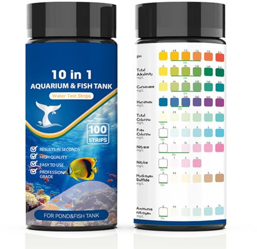 Akvarievattentest kit – 10-i-1 testning av akvarium, akvarium, vattentank, testkit för vattenkvalitet | för Keepers hobbyister, nybörjare, akvarier, proffs, hemmakontor, arbetsrum, vardagsrum, skola