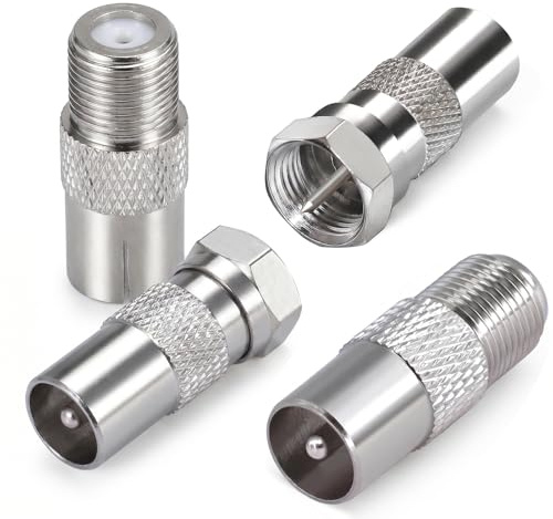 4 Pièces Embout Connecteur Antenne TV pour Câble Sat Embout Antenne, Adaptateur Cable Antenne Femelle TV Male, Adaptateur Antenne TV Connecteurs pour Câble Satellite, Antenne et Prise Multimédia