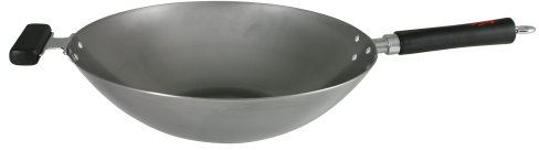 Swift Spice - Wok Professionale in Acciaio al Carbonio, con 2 Manici fenolici Staycool, Diametro: 34 cm