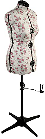 Mannequin Couture Réglable, Motif à Bourgeon de Rose | Moyen (M) [Taille EUR 44 à 48]