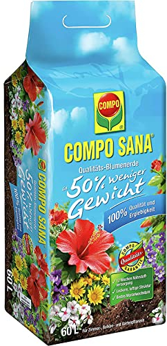 COMPO SANA® Qualitäts-Blumenerde ca. 50% weniger Gewicht und 100% Qualität für alle Zimmer-, Balkon- und Gartenpflanzen mit 12 Wochen Dünger 60L