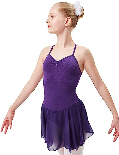 tanzmuster ® Ballettkleid Mädchen Spaghettiträger - Maja - Gr. 92-170 - Glitzersteine - Baumwolle - Ballettbody Kinder Ballett Trikot