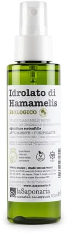 La Saponaria | Idrolato di hamamelis bio, acqua floreale astringente e decongestionante, ideale per pelli grasse o impure. Flacone da 100 ml.