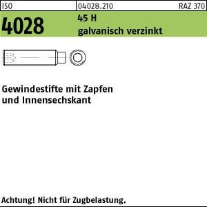 ISO 4028 Gewindestifte mit Zapfen & Innensechskant 45 H M 10 x 35 galvanisch verzinkt gal Zn S 100 Stk