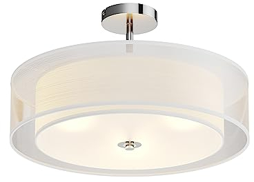 Ceiling Light 'Pikka' dimmable (Modern) in White Made of Textile for e.g. Living Room & Dining Room (3 Light Sources, E27) from Lindby | Ceiling lamp, lamp