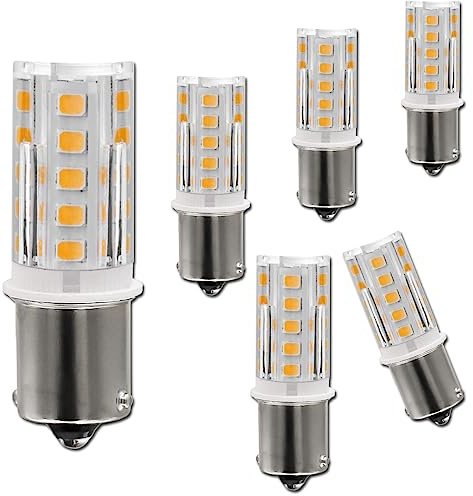 LEMENG 12V BA15S Led Bulbs,1156 1141 2700K Warm White,DC Bayonet Single Contact Base,AC10-18V DC10-30volt for Landscape RV Camper Interior Marine Boat Trailer Lights, 6 Pack