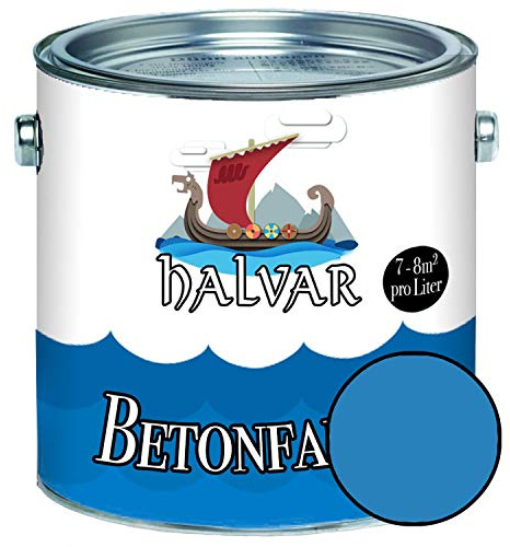 Halvar Betongfärg/golvbeläggning SEIDENMATT blå RAL 5000-5024 fasadenfärg (2,5 L, RAL 5012 ljusblå)