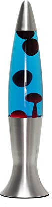 Easylight Lavalampe Glas Aluminium in Silber Blau Rot Jugendzimmer H:40 cm Retro Tischlampe Wohnzimmer ANGELINA