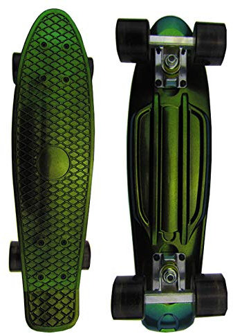 WPHH Skateboard, Tragbar Komplettes 22 '' Mini Cruiser Retro Longboard Für Kinder Jungen Jugendliche Anfänger, Hochflexibles Kunststoff Cruiser Board,Grün