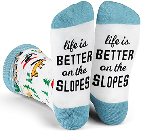Lavley Life is Better On The Slopes Ski Socks - Funny Gifts for Skiers Unisex for Men and Women