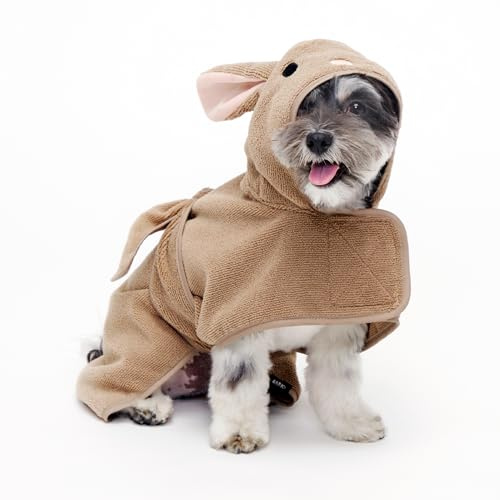 BarkBox Hunde-Bademantel-Handtuch – leicht, super süß, schnell trocknend – Kaninchen (Größe S)
