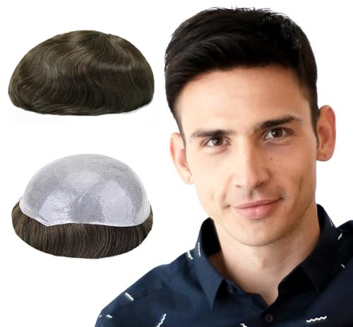 Lordhair Perücke Männer,Realität Toupet,0,06 mm Alle V-Looped Dünnes,Haarfreestyle,Natürlich eng anliegend-130% Mittlere Dichte