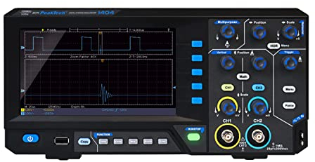 PeakTech 1404 - Digital Oszilloskop 2 Kanal [3 Jahre Garantie] 100 MHz, 1GS/s, USB Schnittstelle, PC Software, P 1404 Oscilloscope, Schwarz, USB Oszilloskop, Oszilloskop Multimeter