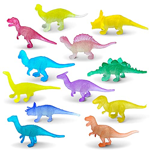 Lovesmile Dinosaure Figurine, 36 Pièce Dinosaure Plastique Figurine, Jouet Dinosaure, Brillent dans Le Noir Figurines Dinosaures, 12 Styles Convient pour Les Décorations Fête Cadeaux d'anniversaire