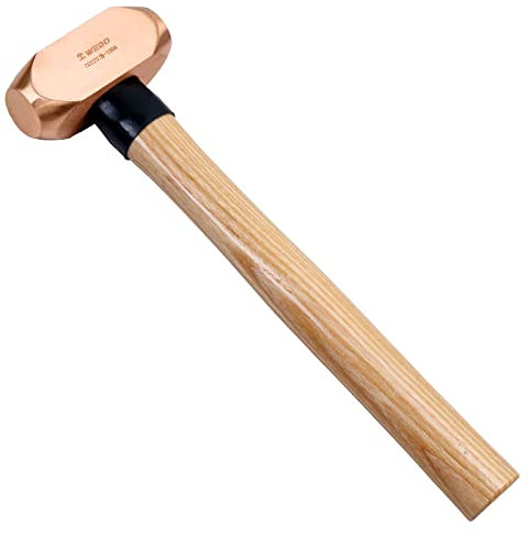 WEDO BR2107B Massette européenne avec manche en bois Tête plate en laiton 400 mm Poids de la tête 6 lb