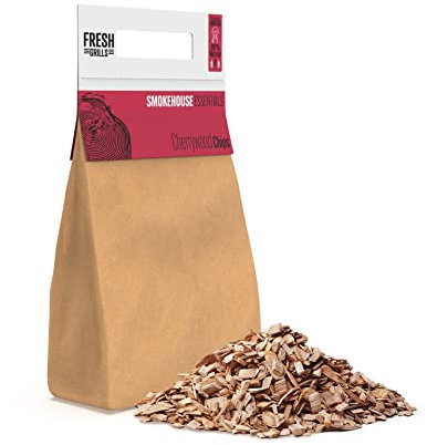 Fresh Grills Chips ahumadores de madera de cerezo para barbacoa, 6 L (1400 g), madera 100% natural para horno de pizza, parrilla Kamado, ahumador, rico sabor ahumado, baja humedad, alto calor