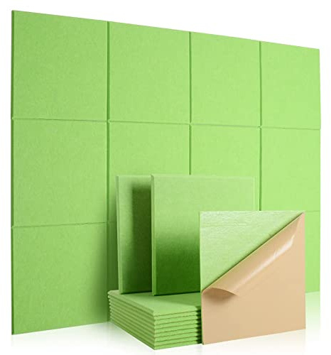 Rdutuok Akustikpaneele Selbstklebend, Acoustic Panel, 12 Stück, 30x30x1 cm | Schallabsorber aus Filz, Akustikplatten für Wand, Echo & Hall reduziert, Schallschutz für Studio, Gaming & Büro, Grün