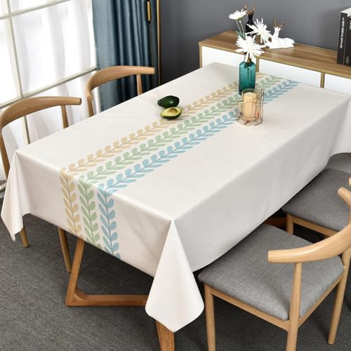 TruDelve Plastic Table Cloth Rectangle Tables Beige Vinyl Tablecloth Waterproof Wipeable Oilcloth Tablecloths for Dining Table Cover(54x84,Wheat-2)