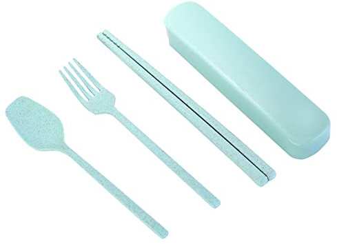 MOTUZP Travel Utensil Set with Case Wheat Straw Portable Knife Fork Spoons Tableware Portable Cutlery Travel Picnic Camping