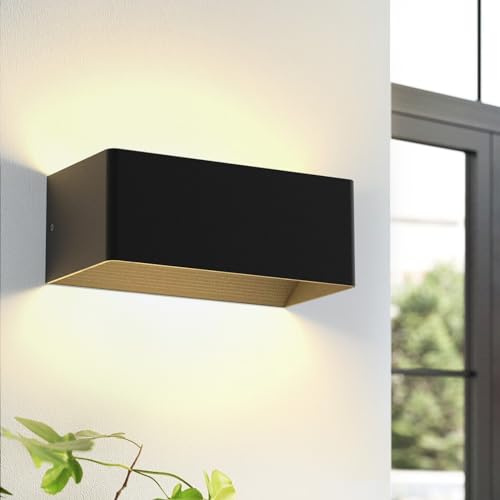Kowanie LED Wandleuchte innen Wandlampe: Wandbeleuchtung Schwarz Up Down Wandstrahler 5W Flurlampe Wand aus Metall Warmweiß 3000K Wandlicht Modern für ‎Wohnzimmer Schlafzimmer Treppenhaus Flur