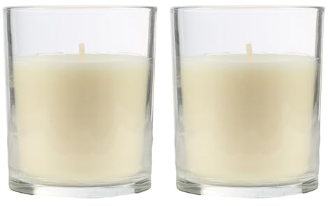 H HANSEL HOME Vela Aromática, Vela en Vaso de Cristal de Cera Vegetal - 28 Horas de Duración, Velas Perfumadas, 8,5x7 cm, Antiolores, 125g x 2 unidades