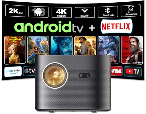 Ysametp Proiettore [Android 10.0/aggiornamento automatico autofocus] 4K con Dual WiFi e BT5.3, 20000 LUX Native 1080P Full HD Video Proiettori Auto Keystone Correzione Home Cinema (Android 10.0)
