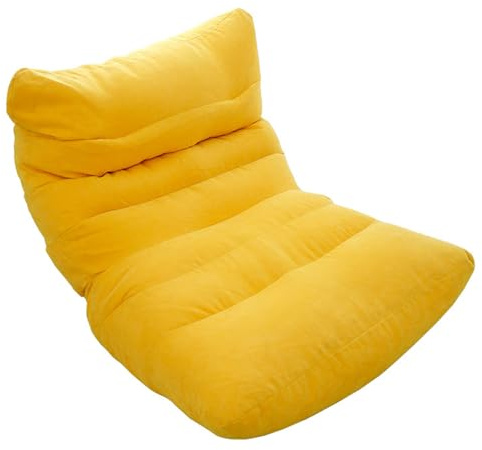 Stuffed Animal Storage Bean Bag Chairs Cover (No Filler) - Lazy Lounger Cover - Beanbag Toy Storage for Boys Girls, Premium Cotton Linen, 31.5x47.2,Yellow