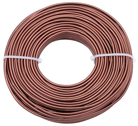 Uxney Smyckestråd, 3 mm tjock aluminiumtråd, smyckestillverkningstråd, metalltråd för pyssel, aluminiumtråd, gör-det-själv, metallhantverk, konstgjorda trådar (kaffe, 30 meter)