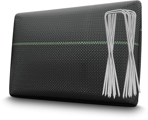 Foxx 2 x Unkrautvlies Inkl. 20 Erdanker [EXTRA STARK] Gewebe 2x5 m | reißfestes wasserdurchlässiges Gartenvlies Unkrautfolie effektive Unkrautbarriere mit Drainage für Garten Pflanzen Hochbeete