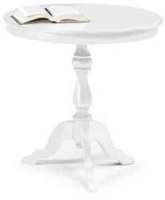 Vicentini arreda TAVOLINO ROTONDO GRANDE IN LEGNO SHABBY CHIC GAMBA TORNITA BIANCO